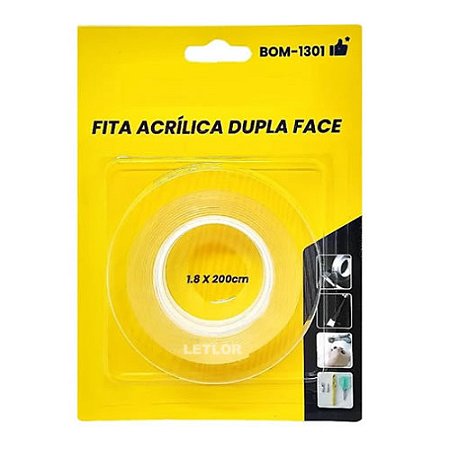 Fita Acrílica Dupla Face Transparente 12 / 1,8 cmx 200cm