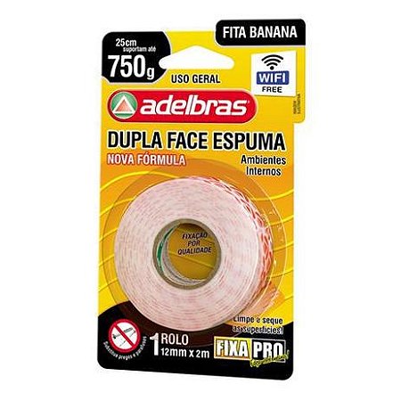 Fita Adesiva Dupla Face 12mm x 2m Adelbras