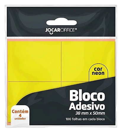 Bloco Adesivo Jocar Amarelo Neon 100 Folhas
