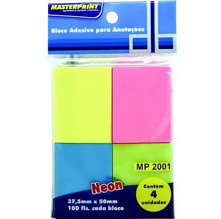 Bloco Adesivo Neon 37,5x50mm 400 Folhas - Masterprint