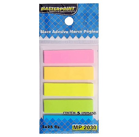 Bloco Adesivo Masterprint Marca Página 5 Cores
