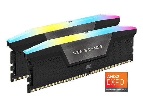 Memória RAM Corsair Vengeance RGB DDR5 32GB 2x16GB 6000MHz CL30 AMD Expo