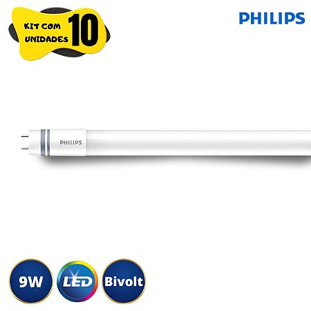 Kit 10 Lâmpadas Led 9W Philips Tubular 600mm Luz Neutra 4000K Bivolt