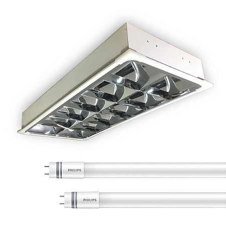 Luminária Comercial C/ 2 Lâmpadas Led 9w T8 60cm Luz Neutra