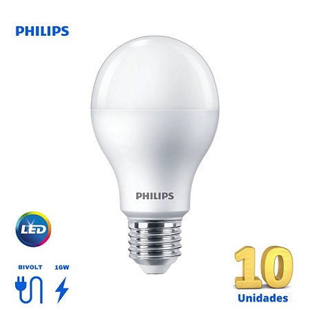 Lâmpadas 10 unidades Led Bulbo Philips 16w 6500K Bivolt