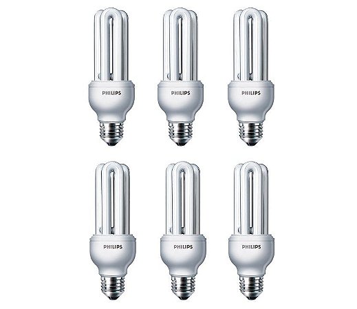 kit 6 Lâmpadas ECO HOME STICK  18W E27 110V  Branco Frio  PHILIPS