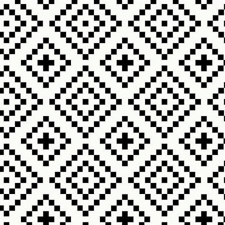 Tecido Tricoline Geométrico Preto e Branco, 100% Algodão, Unid. 50cm x 1,50mt