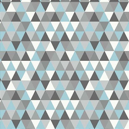 Tricoline Geométrico (triangulo Azul e Cinza), 100% Algodão, Unid. 50cm x 1,50mt