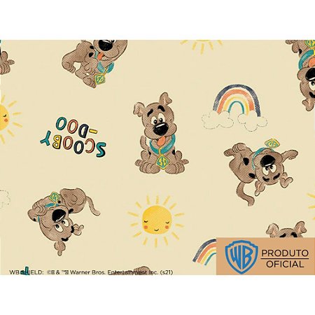 Tricoline Personagem Scooby Doo Sol Fundo Bege, 100% Algodão, Unid. 50cm x 1,50mt