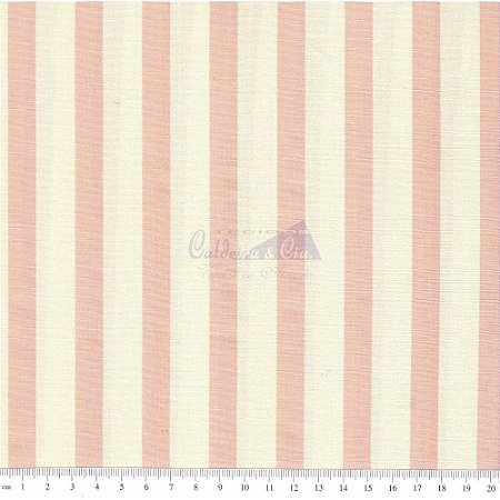 Tricoline Listrado Smart - Cor-05 (Creme com Salmão), 100% Algodão, Unid. 50cm x 1,50mt