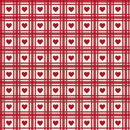 Tricoline Corações Quadriculado Vermelho Antigo 50cm x 1,50m