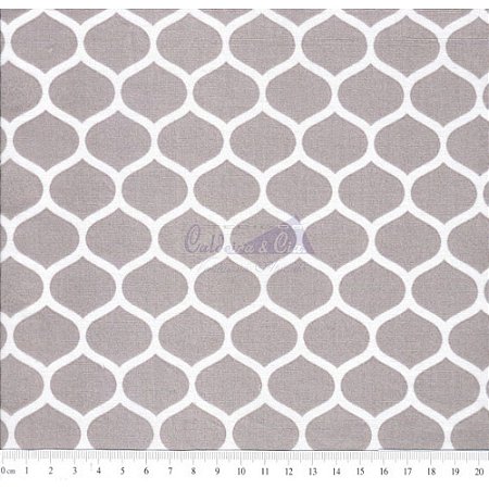 Tricoline Estampado Angelica - Cor-05 (Cinza), 100% Algodão, Unid. 50cm x 1,50mt