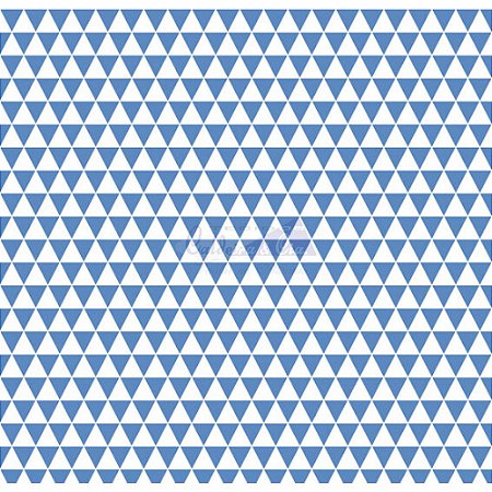 Tricoline Estampado Triângulos Ternura - Cor-05 (Azul), 100% Algodão, Unid. 50cm x 1,50mt