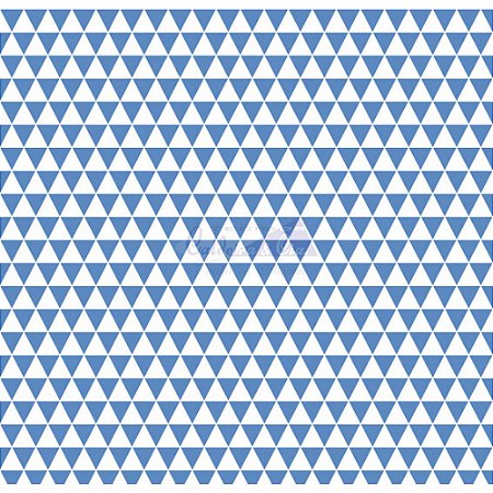 Tricoline Estampado Triângulos Ternura - Cor-05 (Azul), 100% Algodão, Unid. 50cm x 1,50mt