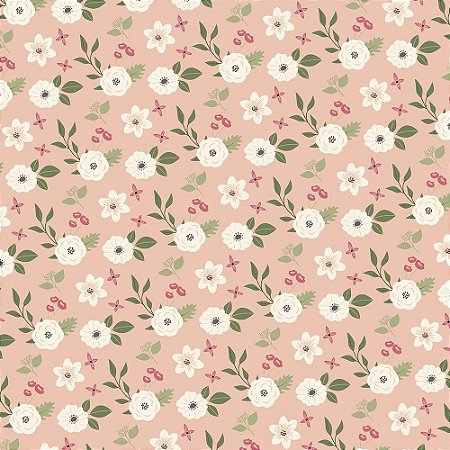 Tricoline Flores Matutinas, 100% Algodão, 50cm x 1,50mt