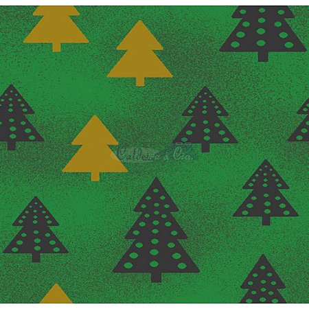 Tricoline Estampado Arvore de Natal (Verde), 100% Algodão, Unid. 50cm x 1,50mt