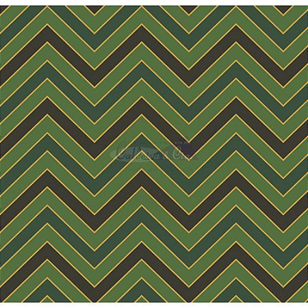 Tricoline Estampado Natal Chevron (Verde), 100% Algodão, Unid. 50cm x 1,50mt