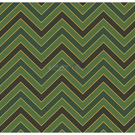 Tricoline Estampado Natal Chevron (Verde), 100% Algodão, Unid. 50cm x 1,50mt