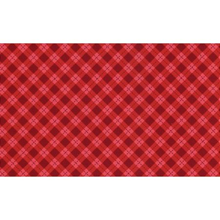 Tricoline Natal Xadrez Vermelho - 100% Algodão, 50cm x 1,50m