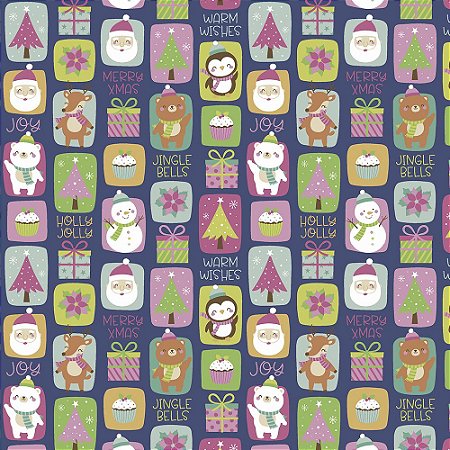 Tricoline Natal Candy Christmas 12, 100%Algod, 50cm x 1,50mt