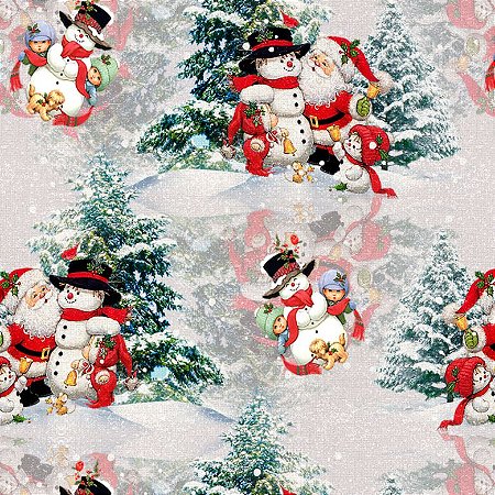 Tricoline Digital Natal Papai Noel c Boneco, 50cm x 1,50mt
