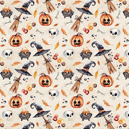 Tricoline Digital Halloween F Claro, 100% Alg, 50cm x 1,50mt