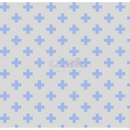 Tricoline Estampado Plus - Cor-04 (Azul com Cinza), 100% Algodão, Unid. 50cm x 1,50mt