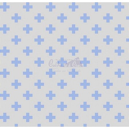 Tricoline Estampado Plus - Cor-04 (Azul com Cinza), 100% Algodão, Unid. 50cm x 1,50mt