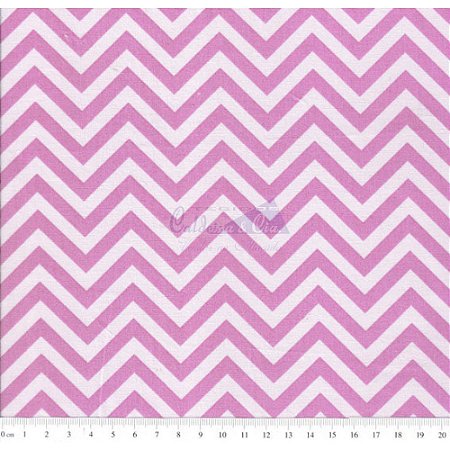 Tricoline Estampado Chevron - Cor-02 (Rosa com Rosa Claro), 100% Algodão, Unid. 50cm x 1,50mt