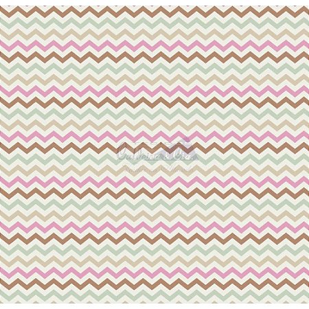 Tricoline Estampado Chevron Doçura - Cor-04 (Rosa com Verde), 100% Algodão, Unid. 50cm x 1,50mt