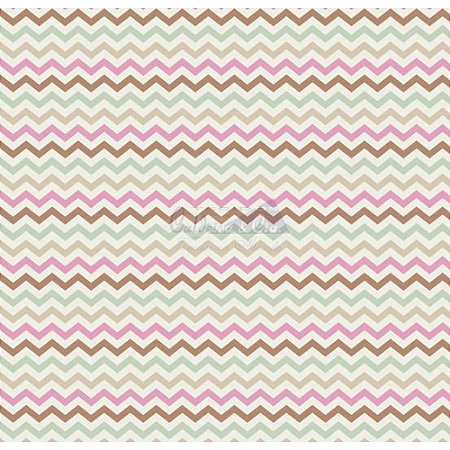 Tricoline Estampado Chevron Doçura - Cor-04 (Rosa com Verde), 100% Algodão, Unid. 50cm x 1,50mt