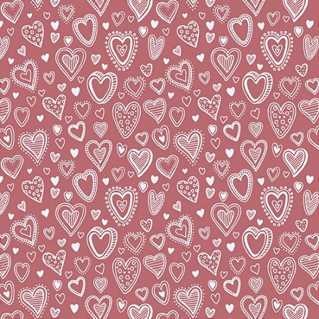 Tricoline Multi Corações Pink, 100% Algodão, 50cm x 1,50mt