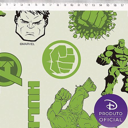 Tricoline Personagem Marvel Hulk (Bege), Unid 50cm x 1,50mt