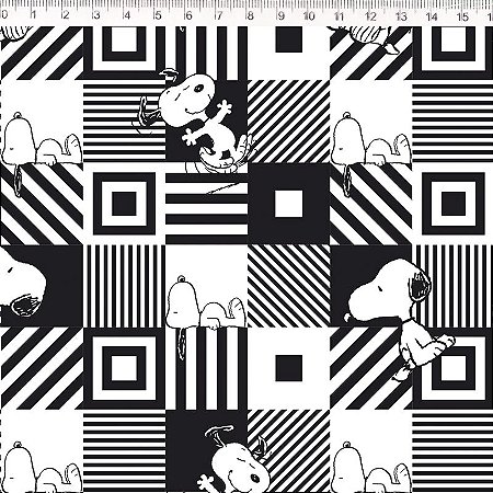 Tricoline Personagem Snoopy Geométrico, Unid. 50cm x 1,50mt