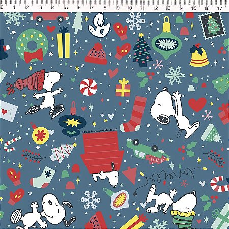 Tricoline Personagem Snoopy Natalino, Unid. 50cm x 1,50mt