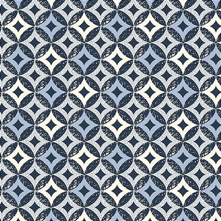 Tricoline Mosaico Riad Cinza, 100% Algodão, 50cm x 1,50mt