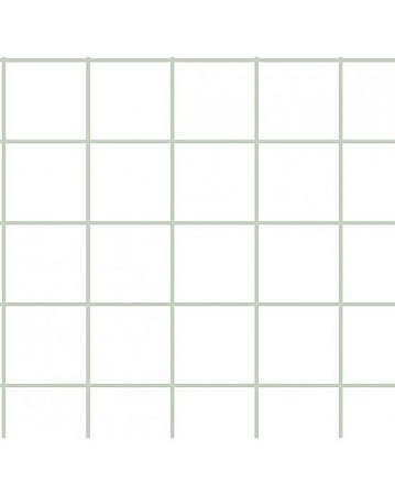 Tricoline Estampado Grid (Branco c/ Verde), 100% Algodão, Unid. 50cm x 1,50mt
