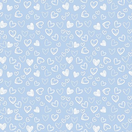 Tricoline Corações Peri Azul Bebê, 100%Algodão, 50cm x 1,50m