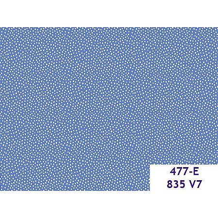 Tricoline Pingos Ibi Fundo Azul, 100% Algodão, 50cm x 1,50mt