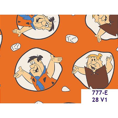 Tricoline Personagem Flintstones F. Laranja, 50cm x 1,50mt