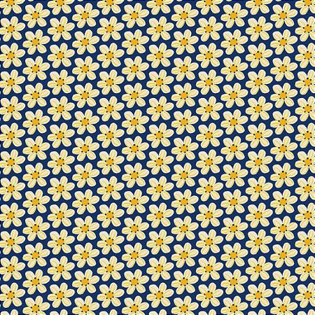Tricoline Dolce Vita Floral Marinho, 100%Algod 50cm x 1,50mt