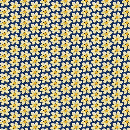 Tricoline Dolce Vita Floral Marinho, 100%Algod 50cm x 1,50mt