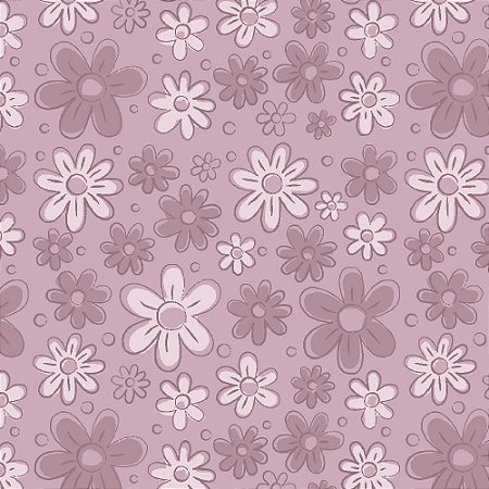 Tricoline Floral Doodle Rosa Antigo, 100% Alg, 50cm x 1,50mt