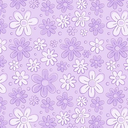 Tricoline Floral Doodle Lilás, 100% Algodão, 50cm x 1,50mt