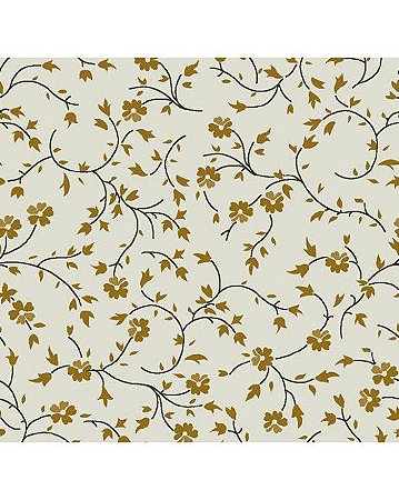 Tricoline Floral Lívia (Bege) 100%  Algodão 50cm x 1,50mt