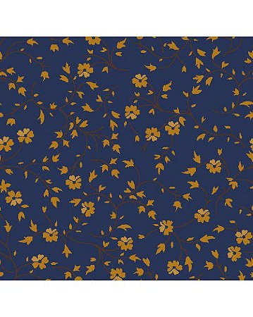 Tricoline Floral Lívia (Marinho) 100%  Algodão 50cm x 1,50mt