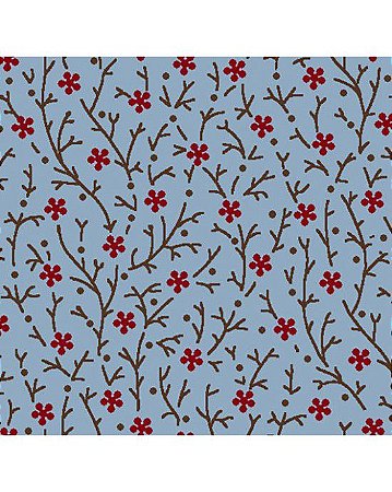 Tricoline Floral Lara (Azul) 100%  Algodão 50cm x 1,50mt