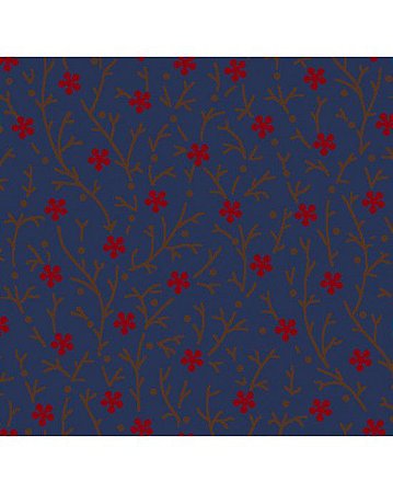 Tricoline Floral Lara (Marinho) 100%  Algodão 50cm x 1,50mt