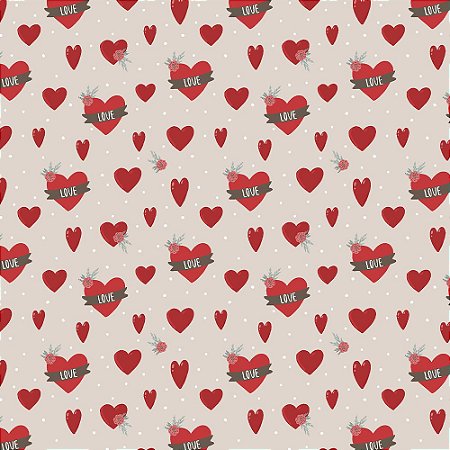 Tecido Tricoline Valentines 06, 100% Algodão, 50cm x 1,50mt