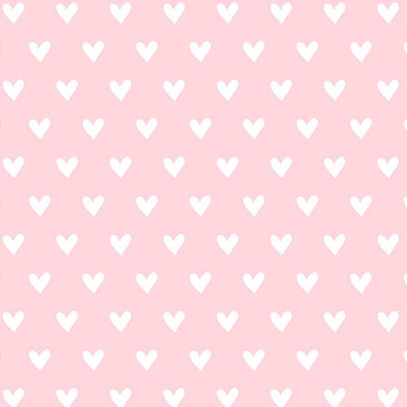 Tricoline Corações Branco e Rosa, 100% Algod, 50cm x 1,50mt